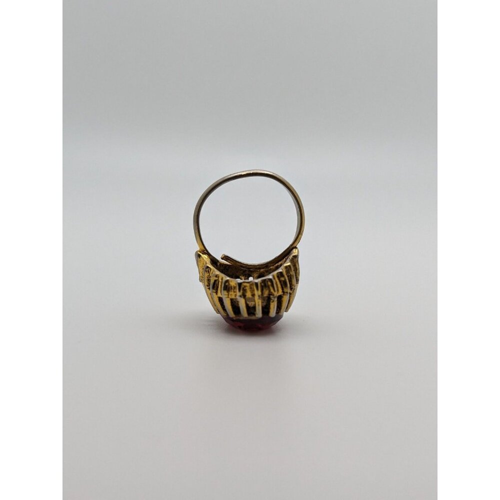 Vintage Gold Ruby Red Adjustable Ring ~ Costume J… - image 7